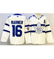 Men's Toronto Maple Leafs #16 Mitchell Marner White With A Stadium Series Stitched Jersey