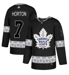 Men's Adidas Toronto Maple Leafs #7 Tim Horton Authentic Black Team Logo Fashion NHL Jersey