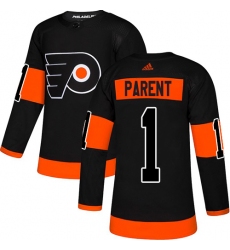 Men's Adidas Philadelphia Flyers #1 Bernie Parent Premier Black Alternate NHL Jersey