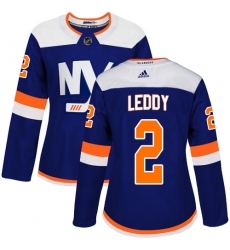 Women's Adidas New York Islanders #2 Nick Leddy Premier Blue Alternate NHL Jersey