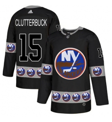 Men's Adidas New York Islanders #15 Cal Clutterbuck Authentic Black Team Logo Fashion NHL Jersey
