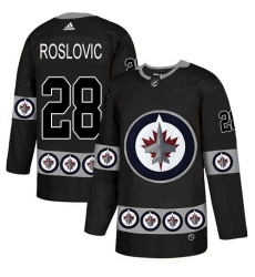 Men's Adidas Winnipeg Jets #28 Jack Roslovic Authentic Black Team Logo Fashion NHL Jersey