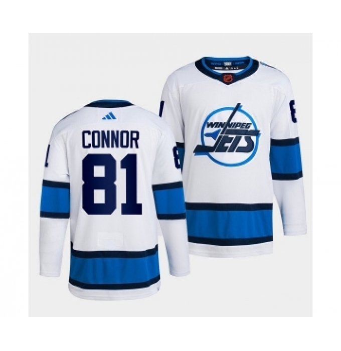 Men's Winnipeg Jets #81 Kyle Connor White 2022 Reverse Retro Stitched Jersey