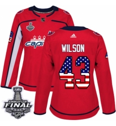 Women's Adidas Washington Capitals #43 Tom Wilson Authentic Red USA Flag Fashion 2018 Stanley Cup Final NHL Jersey