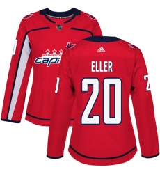 Women's Adidas Washington Capitals #20 Lars Eller Authentic Red Home NHL Jersey