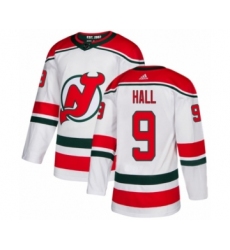 Men's Adidas New Jersey Devils #9 Taylor Hall Premier White Alternate NHL Jersey