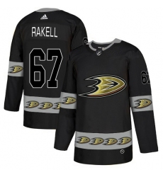Men's Adidas Anaheim Ducks #67 Rickard Rakell Premier Black Team Logo Fashion NHL Jersey