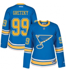 Women's Reebok St. Louis Blues #99 Wayne Gretzky Premier Blue 2017 Winter Classic NHL Jersey