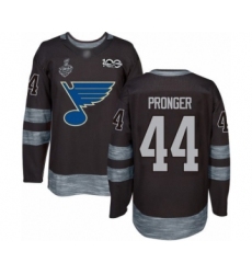 Men's St. Louis Blues #44 Chris Pronger Authentic Black 1917-2017 100th Anniversary 2019 Stanley Cup Final Bound Hockey Jersey
