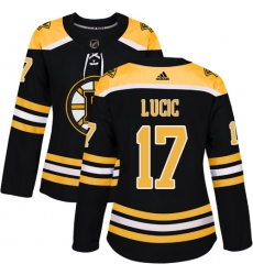 Women's Adidas Boston Bruins #17 Milan Lucic Authentic Black Home NHL Jersey