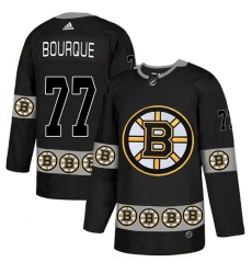 Men's Adidas Boston Bruins #77 Ray Bourque Authentic Black Team Logo Fashion NHL Jersey