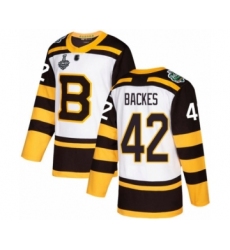 Men's Boston Bruins #42 David Backes Authentic White Winter Classic 2019 Stanley Cup Final Bound Hockey Jersey