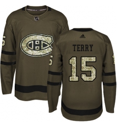 Men's Adidas Montreal Canadiens #15 Chris Terry Premier Green Salute to Service NHL Jersey