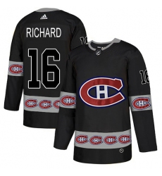 Men's Adidas Montreal Canadiens #16 Henri Richard Authentic Black Team Logo Fashion NHL Jersey