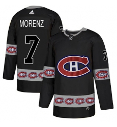 Men's Adidas Montreal Canadiens #7 Howie Morenz Authentic Black Team Logo Fashion NHL Jersey
