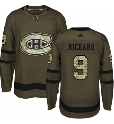 Youth Adidas Montreal Canadiens #9 Maurice Richard Premier Green Salute to Service NHL Jersey