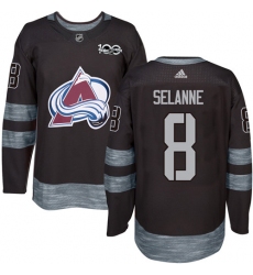 Men's Adidas Colorado Avalanche #8 Teemu Selanne Premier Black 1917-2017 100th Anniversary NHL Jersey