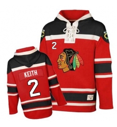 Men's Old Time Hockey Chicago Blackhawks #2 Duncan Keith Premier Red Sawyer Hooded Sweatshirt NHL Jersey