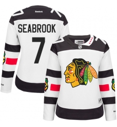 Women's Reebok Chicago Blackhawks #7 Brent Seabrook Premier White 2016 Stadium Series NHL Jersey
