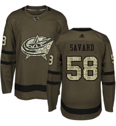Youth Adidas Columbus Blue Jackets #58 David Savard Premier Green Salute to Service NHL Jersey