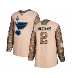 Men's St. Louis Blues #2 Al Macinnis Authentic Camo Veterans Day Practice 2019 Stanley Cup Final Bound Hockey Jersey