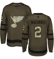 Youth Adidas St. Louis Blues #2 Al Macinnis Premier Green Salute to Service NHL Jersey