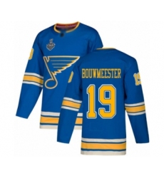 Men's St. Louis Blues #19 Jay Bouwmeester Authentic Navy Blue Alternate 2019 Stanley Cup Final Bound Hockey Jersey