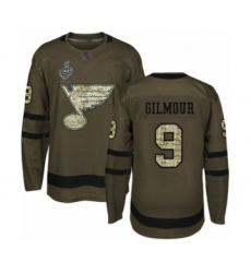 Youth St. Louis Blues #9 Doug Gilmour Authentic Green Salute to Service 2019 Stanley Cup Final Bound Hockey Jersey