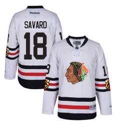 Youth Reebok Chicago Blackhawks #18 Denis Savard Premier White 2017 Winter Classic NHL Jersey