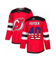 Men's New Jersey Devils #40 John Hayden Authentic Red USA Flag Fashion Hockey Jersey