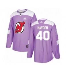 Youth New Jersey Devils #40 John Hayden Authentic Purple Fights Cancer Practice Hockey Jersey