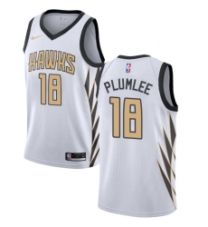 Men's Nike Atlanta Hawks #18 Miles Plumlee Swingman White NBA Jersey - City Edition