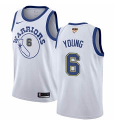 Youth Nike Golden State Warriors #6 Nick Young Authentic White Hardwood Classics 2018 NBA Finals Bound NBA Jersey