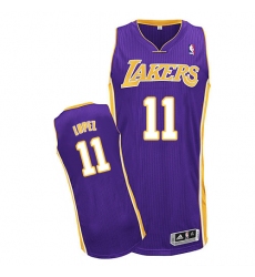 Men's Adidas Los Angeles Lakers #11 Brook Lopez Authentic Purple Road NBA Jersey