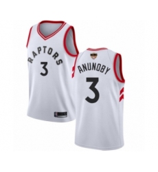 Men's Toronto Raptors #3 OG Anunoby Swingman White 2019 Basketball Finals Bound Jersey - Association Edition