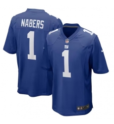 Men's New York Giants #1 Malik Nabers Royal Classic Football Stitched Game Jersey