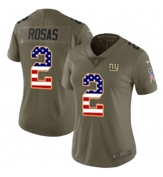 Women's Nike New York Giants #2 Aldrick Rosas Limited Olive/USA Flag 2017 Salute to Service NFL Jersey