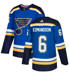 Youth Adidas St. Louis Blues #6 Joel Edmundson Authentic Royal Blue Home NHL Jersey