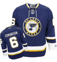 Youth Reebok St. Louis Blues #6 Joel Edmundson Premier Navy Blue Third NHL Jersey