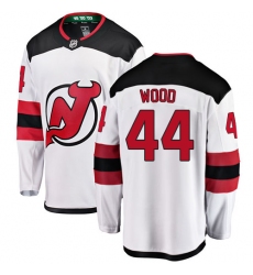 Men's New Jersey Devils #44 Miles Wood Fanatics Branded White Away Breakaway NHL Jersey