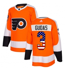 Men's Adidas Philadelphia Flyers #3 Radko Gudas Authentic Orange USA Flag Fashion NHL Jersey