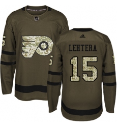 Men's Adidas Philadelphia Flyers #15 Jori Lehtera Authentic Green Salute to Service NHL Jersey