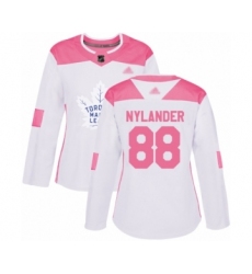 Women's Toronto Maple Leafs #88 William Nylander Authentic White Pink Fashion Hockey Jersey
