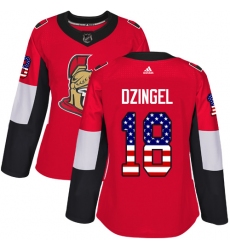Women's Adidas Ottawa Senators #18 Ryan Dzingel Authentic Red USA Flag Fashion NHL Jersey