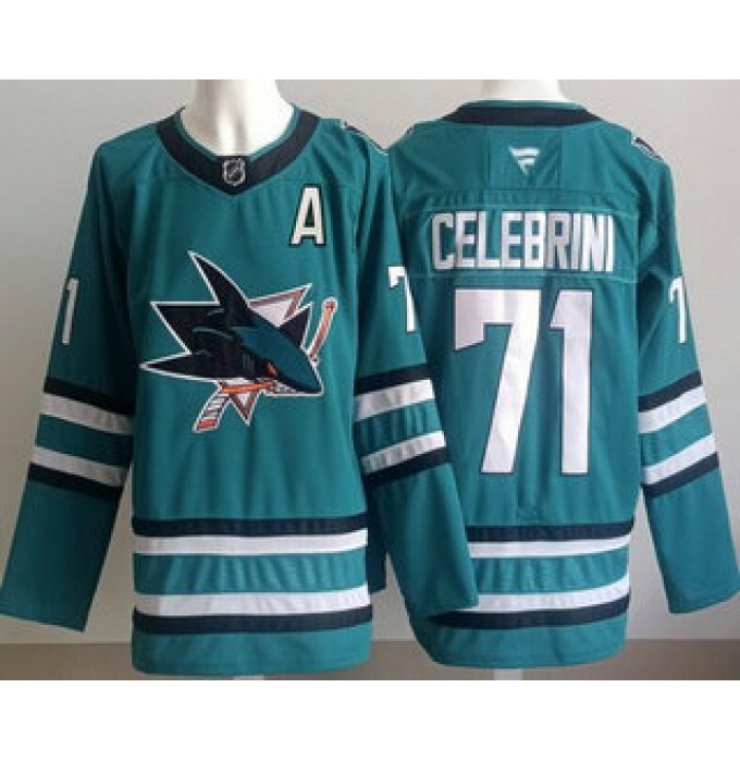 Men's San Jose Sharks #71 Macklin Celebrini Teal Authentic Jersey