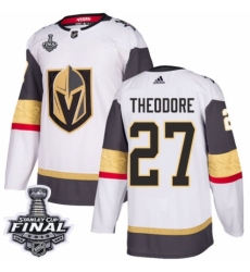 Men's Adidas Vegas Golden Knights #27 Shea Theodore Authentic White Away 2018 Stanley Cup Final NHL Jersey