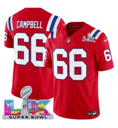 Men's New England Patriots #66 Will Campbell Red 2025 F.U.S.E. Super Bowl LX Vapor Limited Football Stitched Jersey