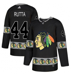 Men's Adidas Chicago Blackhawks #44 Jan Rutta Authentic Black Team Logo Fashion NHL Jersey