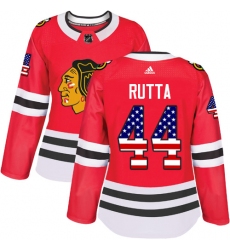 Women's Adidas Chicago Blackhawks #44 Jan Rutta Authentic Red USA Flag Fashion NHL Jersey