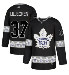 Men's Adidas Toronto Maple Leafs #37 Timothy Liljegren Authentic Black Team Logo Fashion NHL Jersey